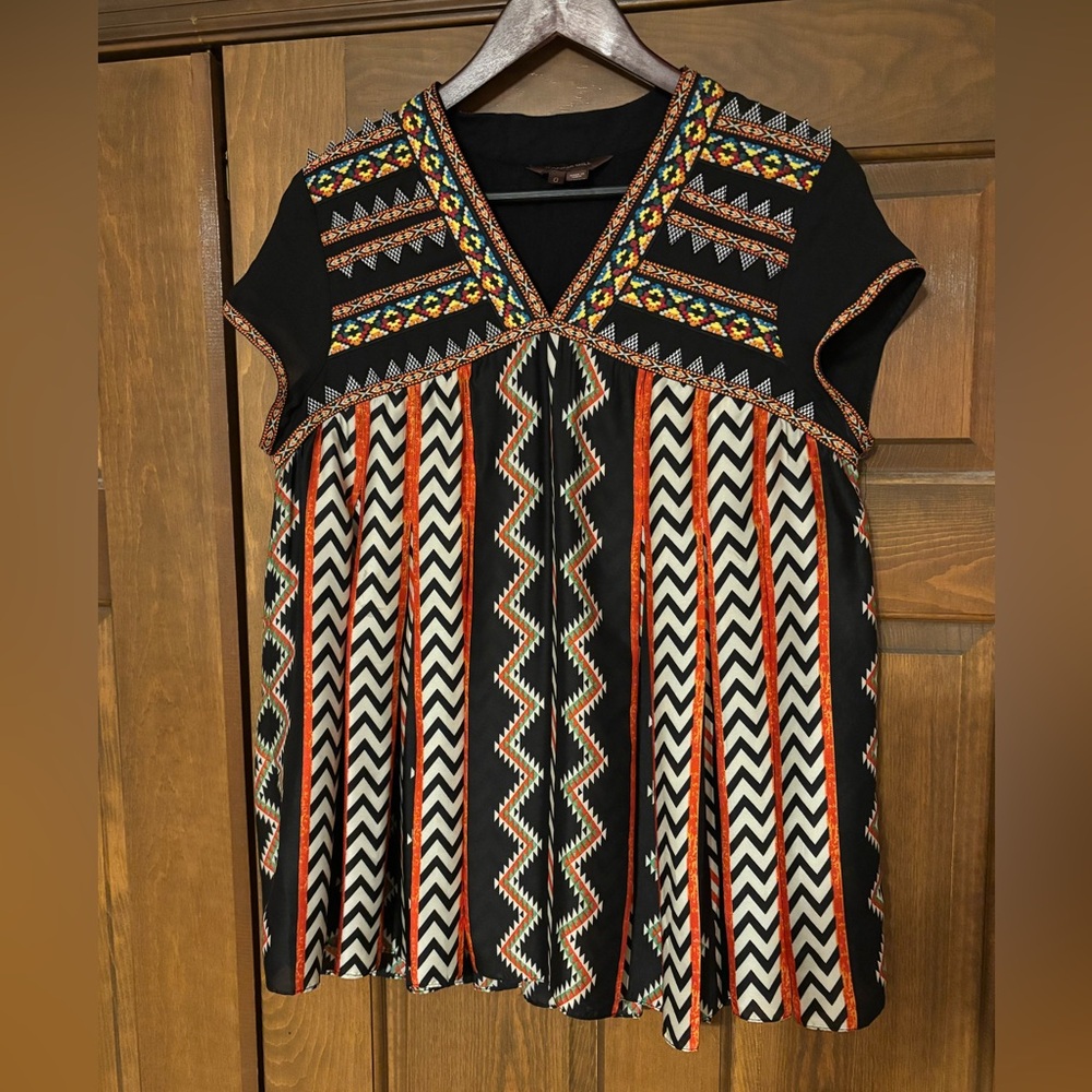 Boho whimsigoth flowy pleated Ranna Gill from Anthropologie Swing top 0